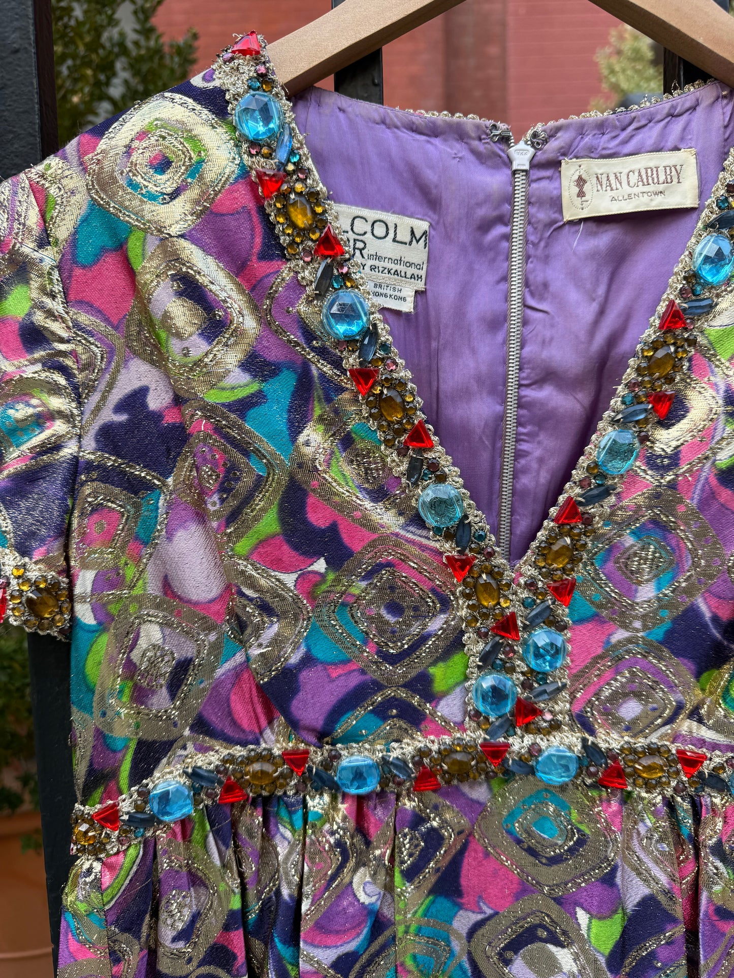 60s Malcolm Starr Rare Brocade Multicolor Dress