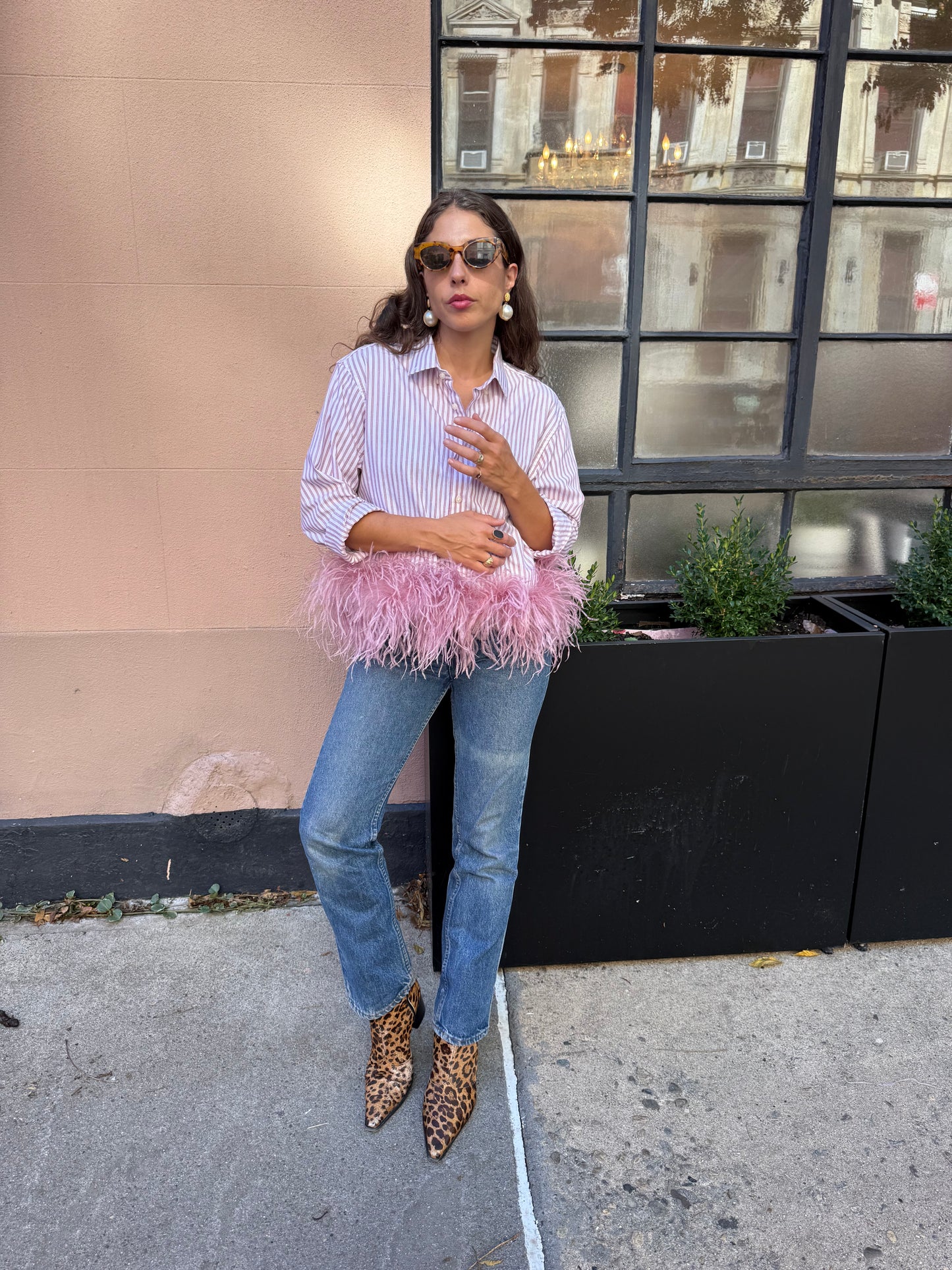 The Colette Feather Top - Red Ticking Stripe & Dusty Rose
