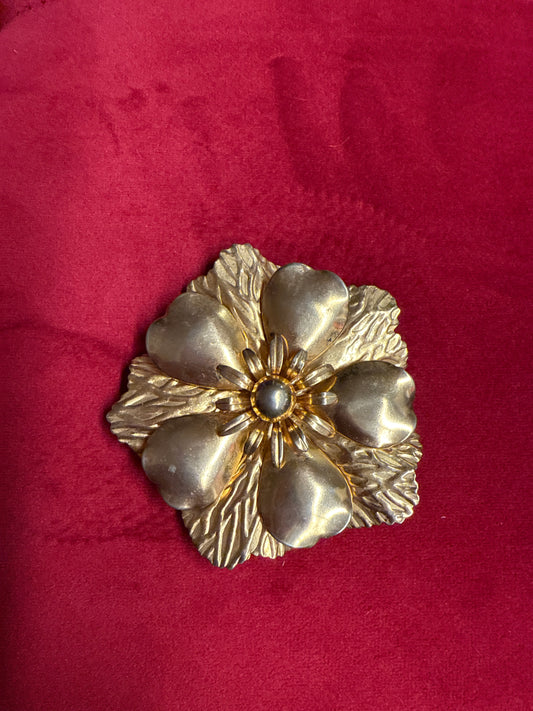 Gold Flower Brooch