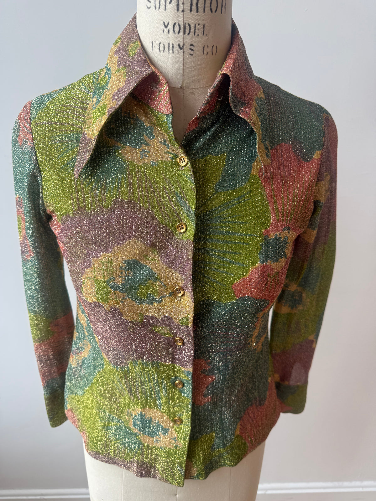 70s multicolored Lurex disco shirt