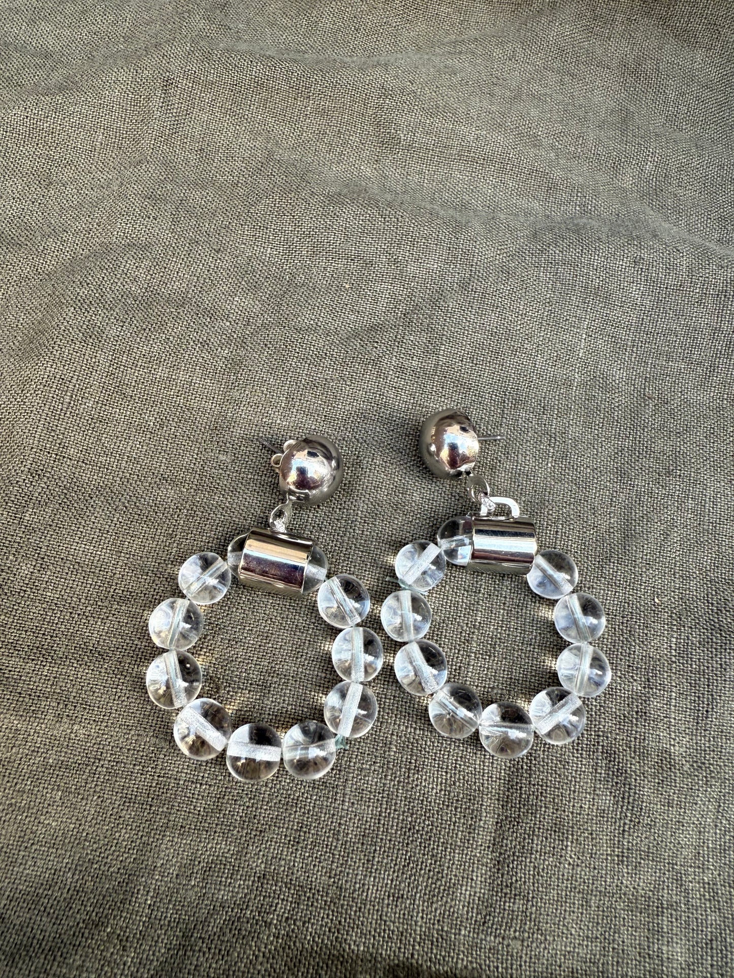 60s/70s Modernist Clear Lucite "Bubble" Earrings