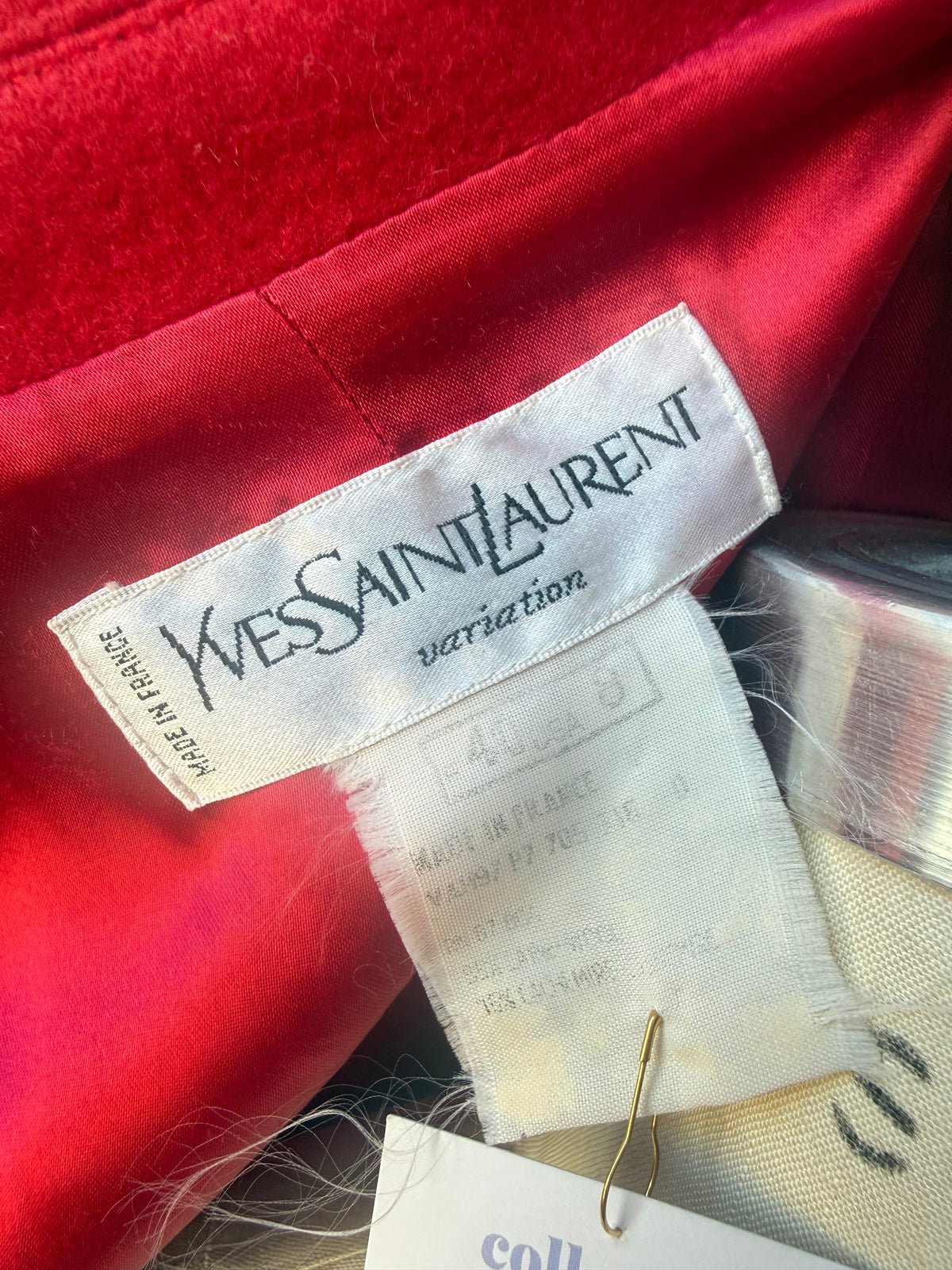 80s/90s Yves Saint Laurent Red Wool & Cashmere Peacoat