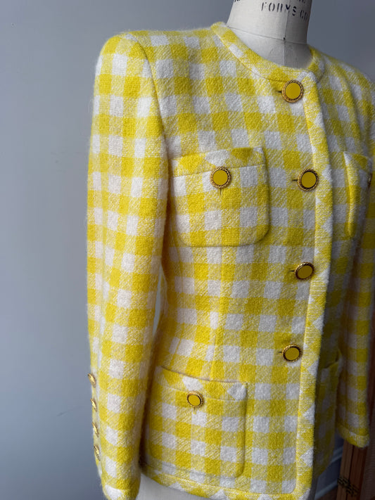 Vintage Escada Yellow check wool blazer