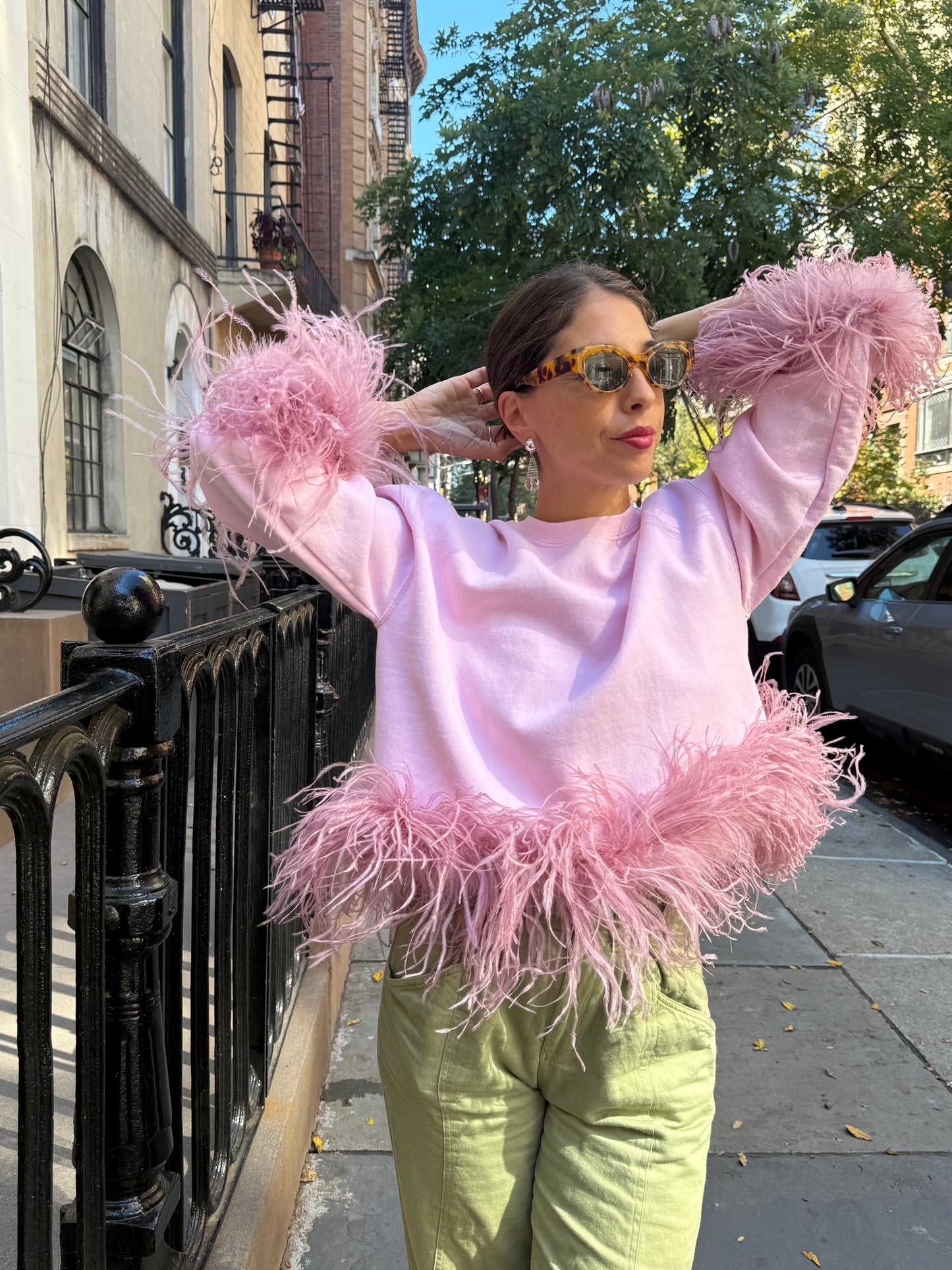 Coco Feather Sweatshirt - Pink & Dusty Rose