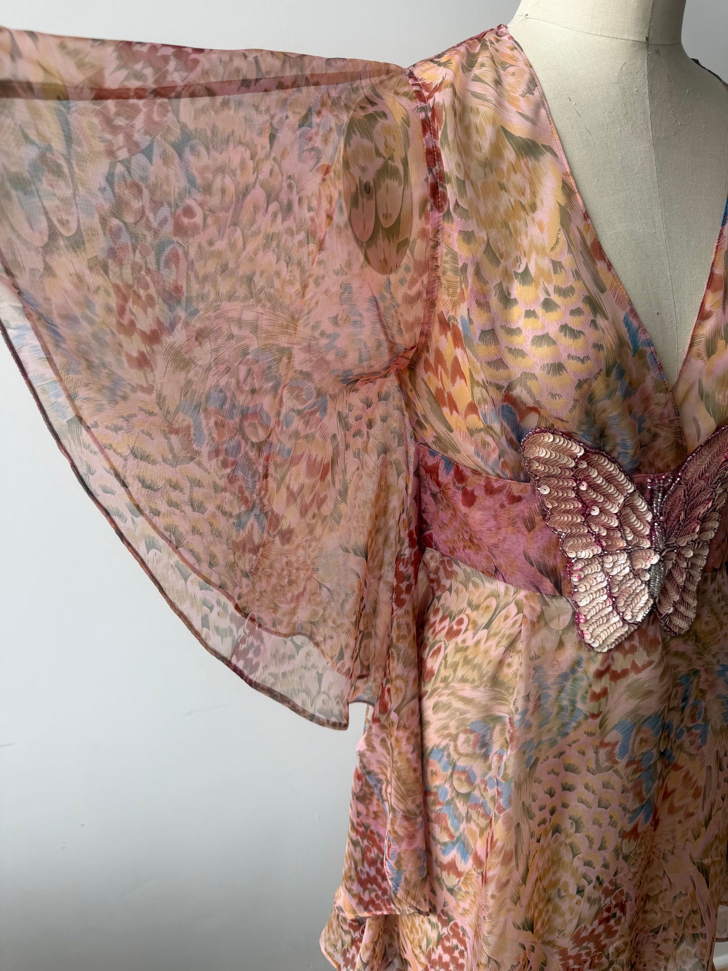 Y2K Vintage Sheer Butterfly Dress