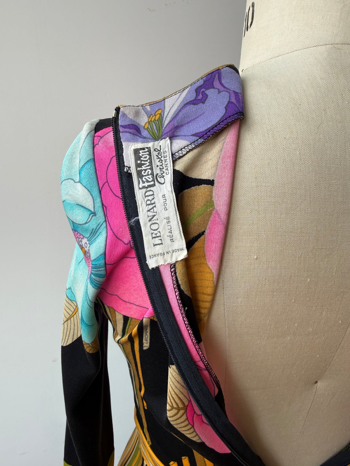 1970s Leonard Silk Jersey Floral Dress
