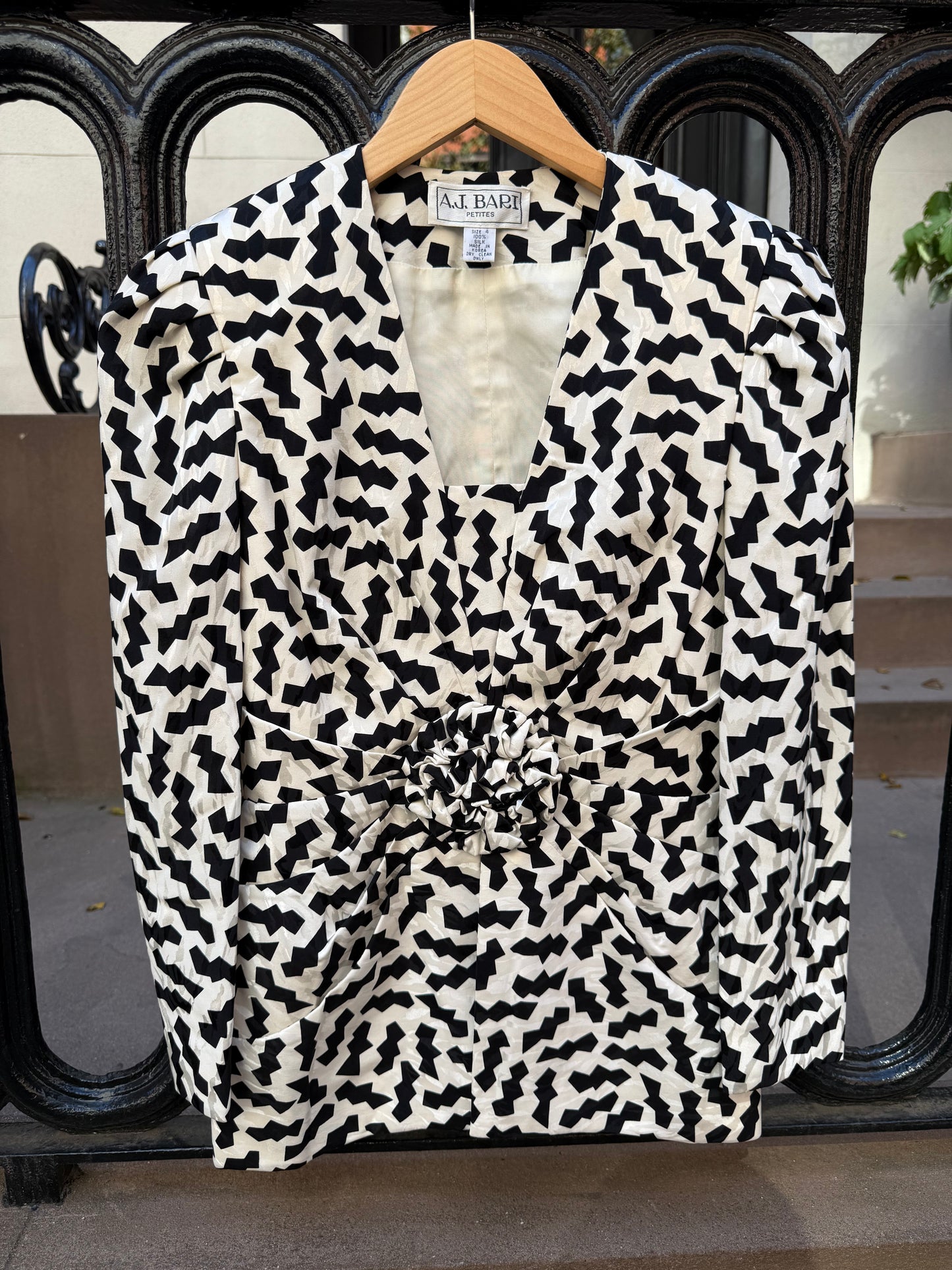 80s Silk Geometric Print Jacket by A.J. Bari