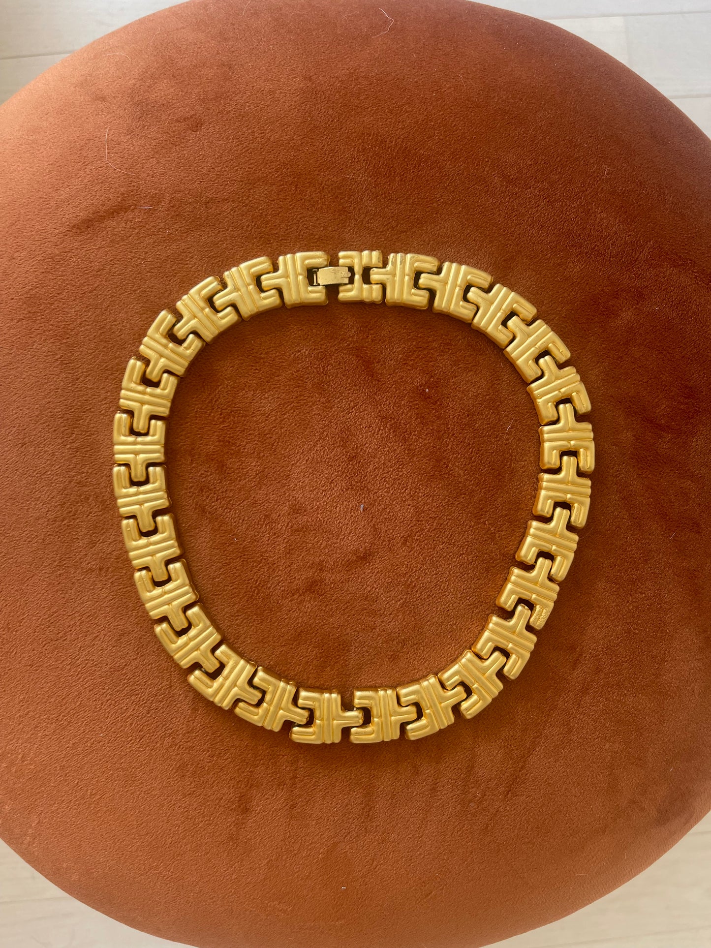 70s brushed gold square link necklace