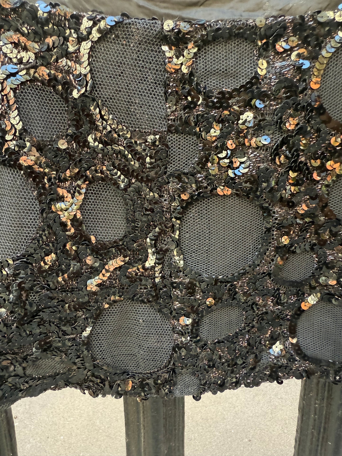 French Antique Black Sequin Crop Top