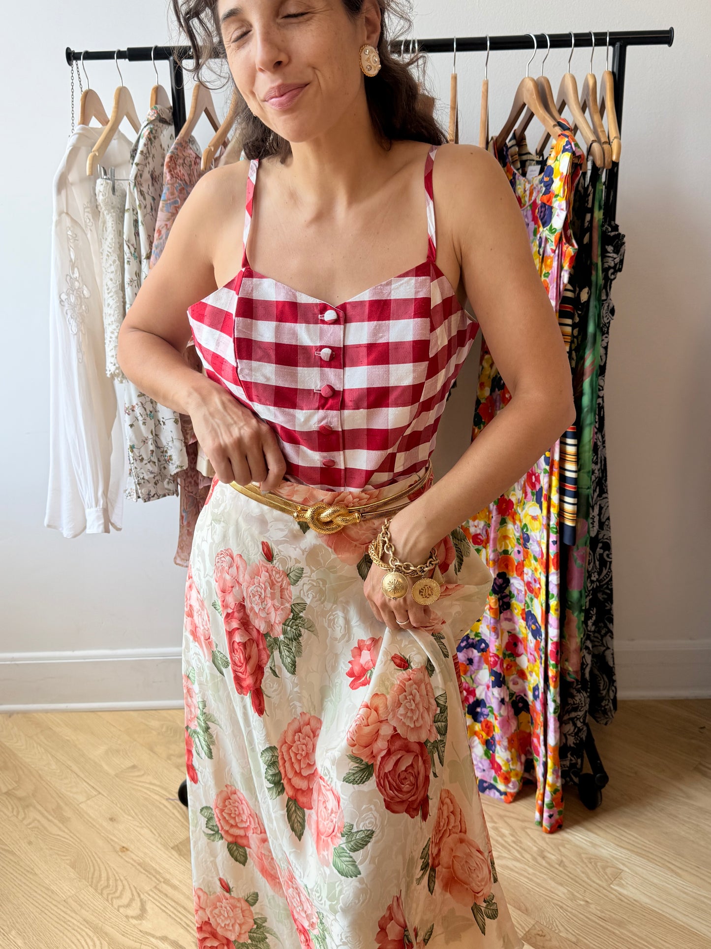 Vintage Silk Gingham Tank