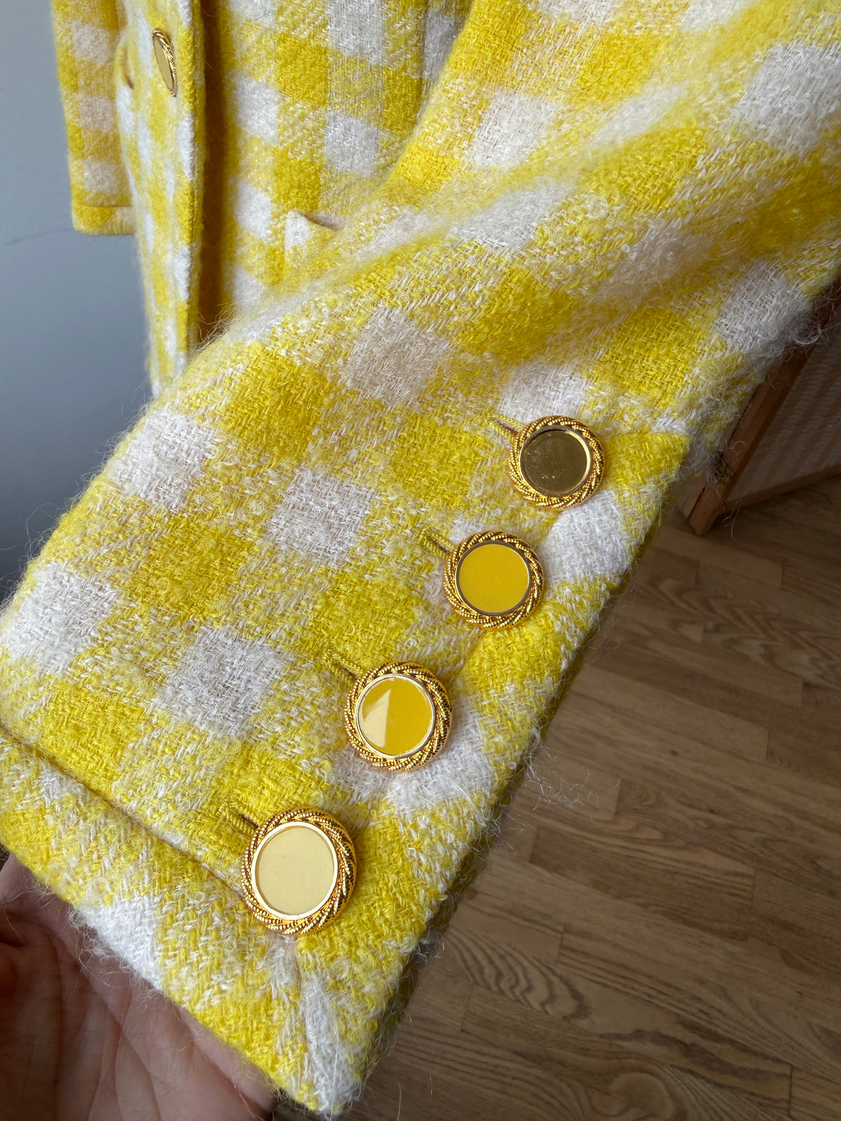 Vintage Escada Yellow check wool blazer
