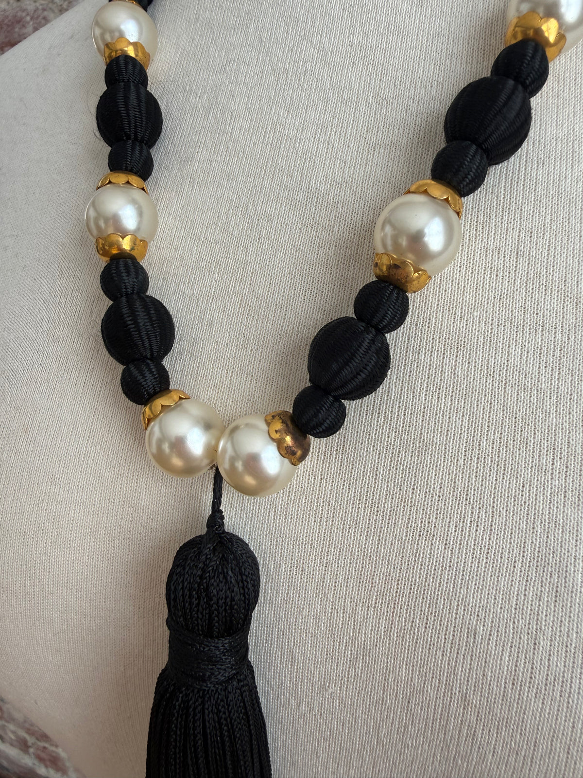 YSL faux pearl and tassel necklace