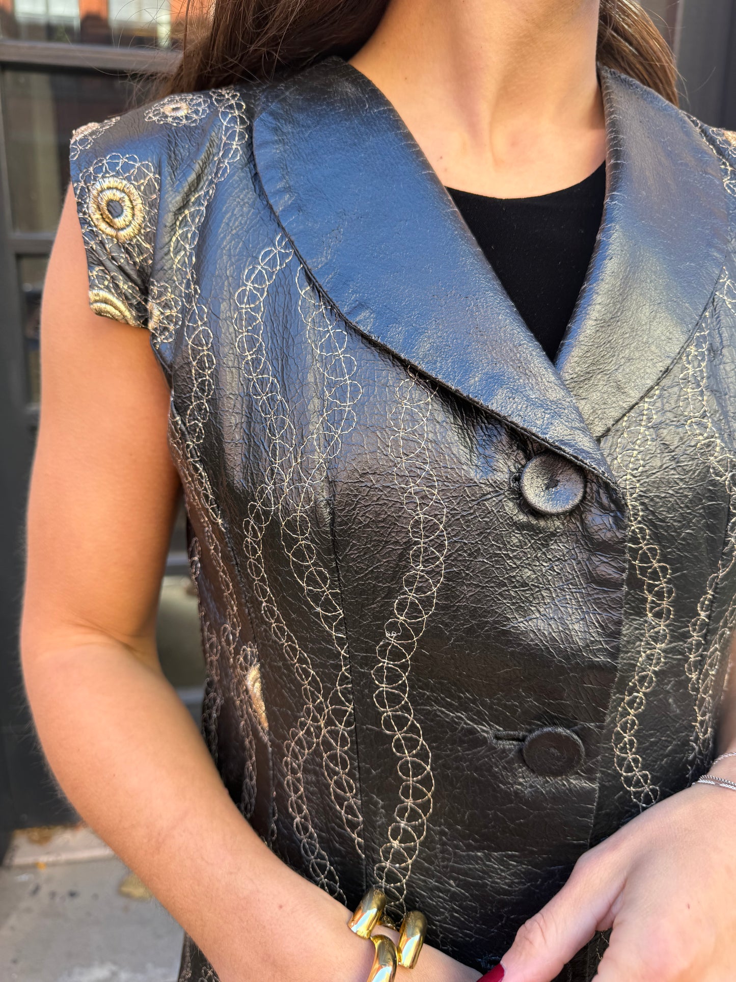 60s Vintage Black Embroidered Vest/Dress