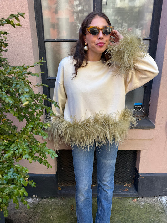 The Coco Feather Sweatshirt - Yellow & Sage