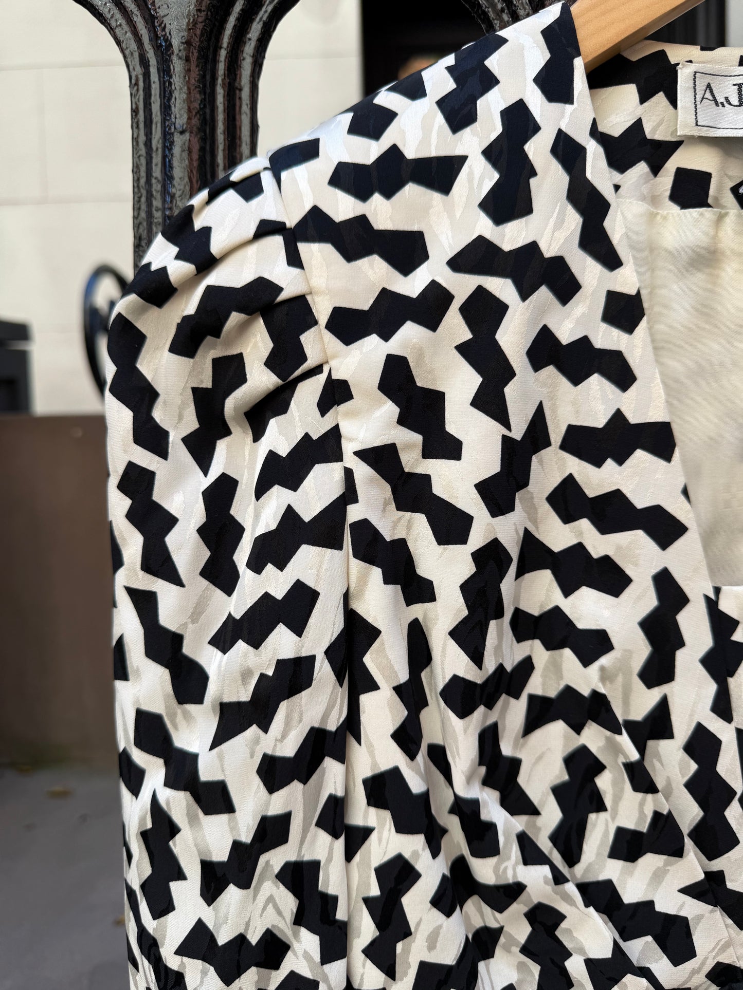 80s Silk Geometric Print Jacket by A.J. Bari