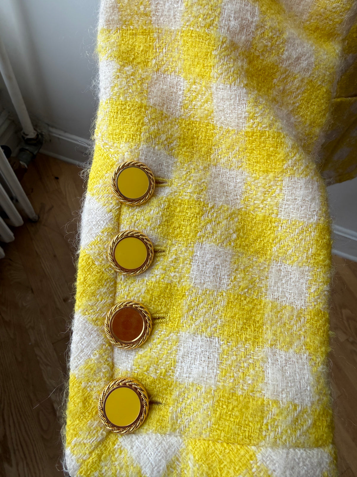 Vintage Escada Yellow check wool blazer