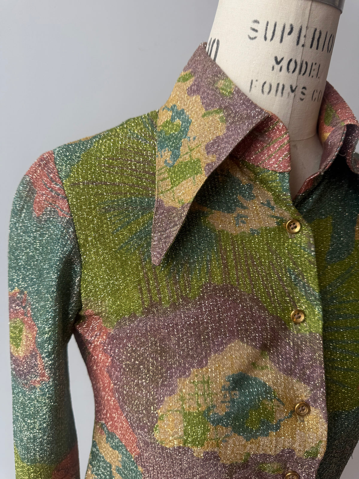 70s multicolored Lurex disco shirt