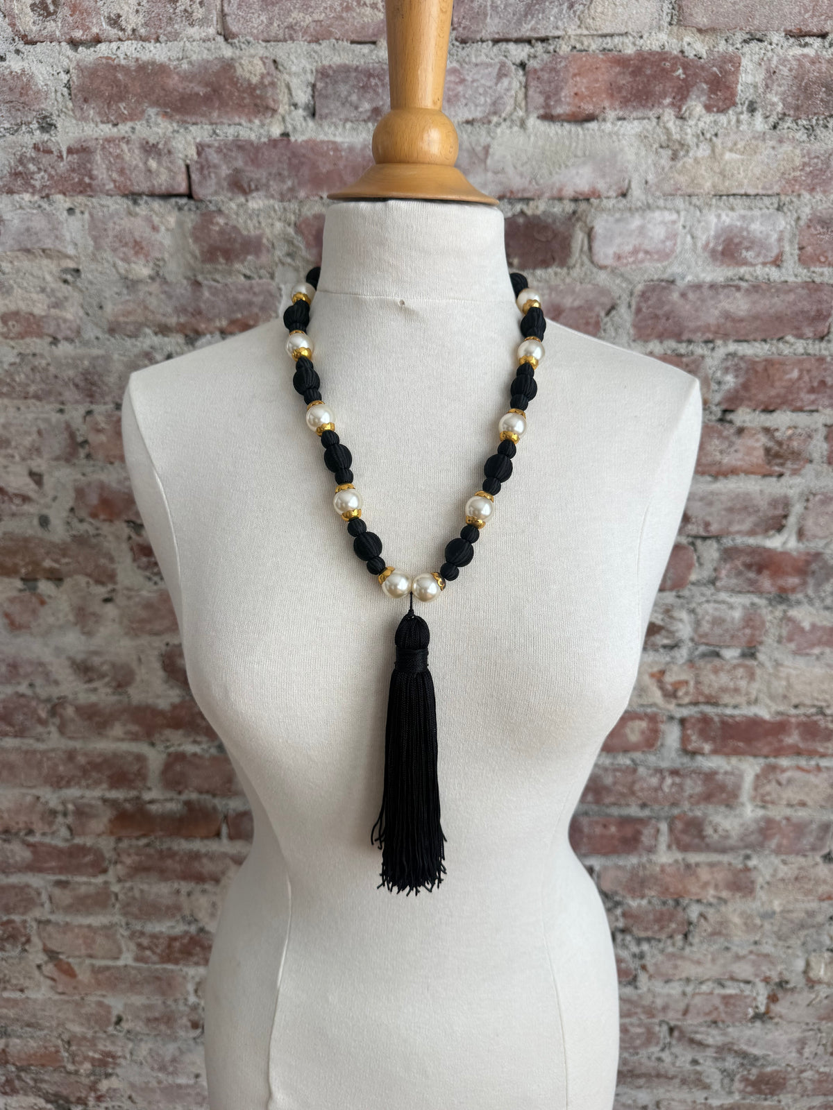 YSL faux pearl and tassel necklace