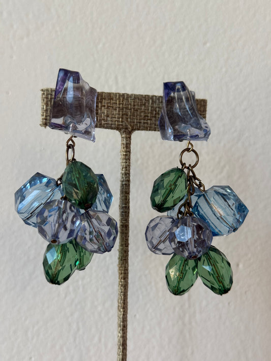 Vintage Sculptural Faceted Statement Earrings