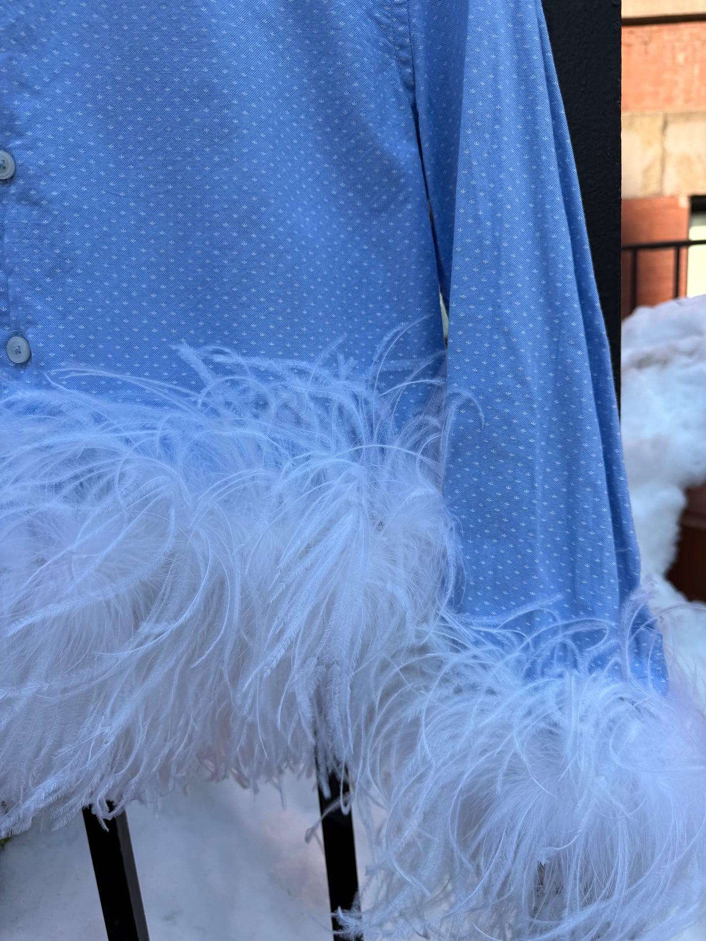 The Colette Feather Shirt - Blue & White