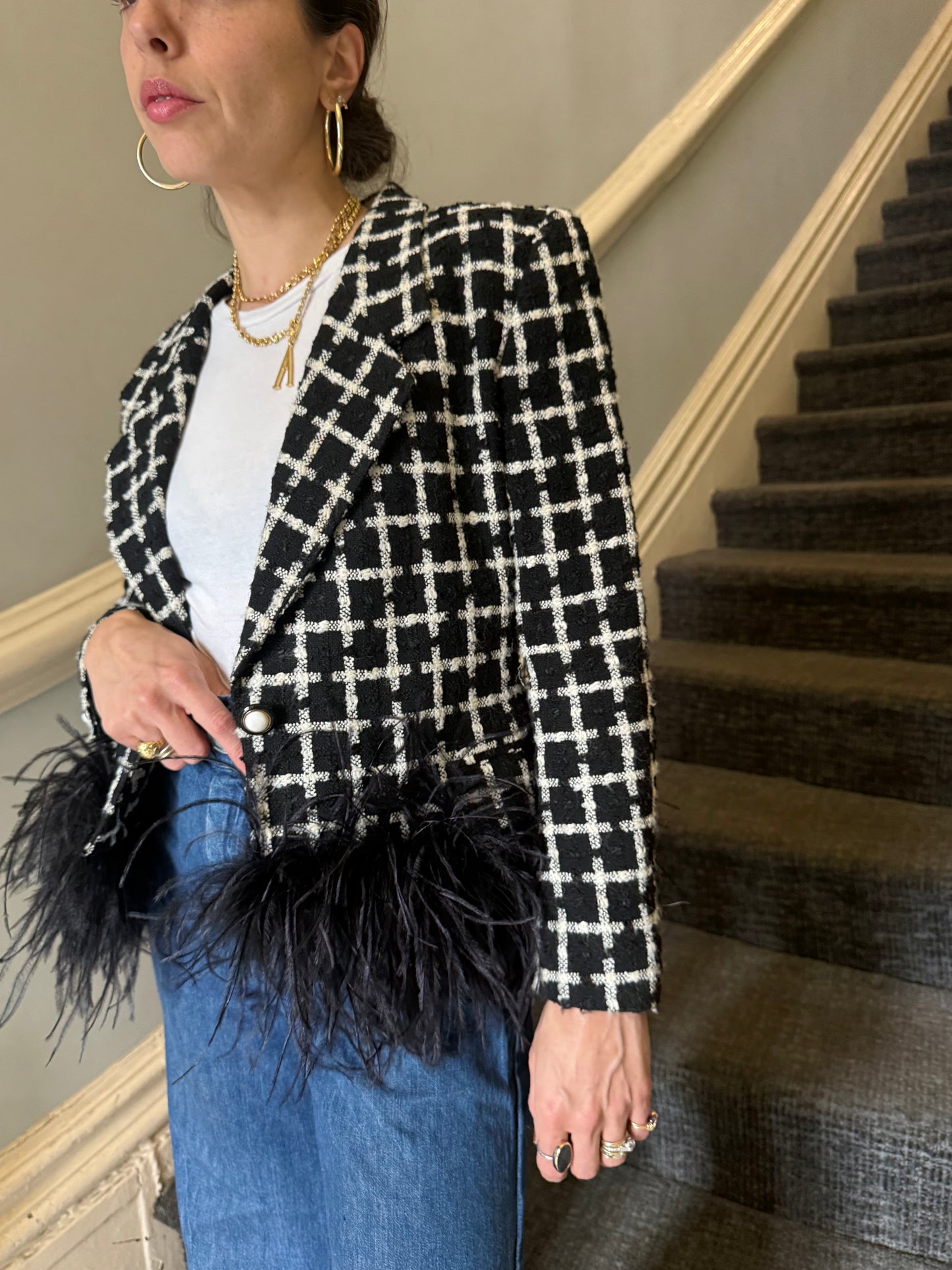 The Kiki - Vintage Black & White Blazer