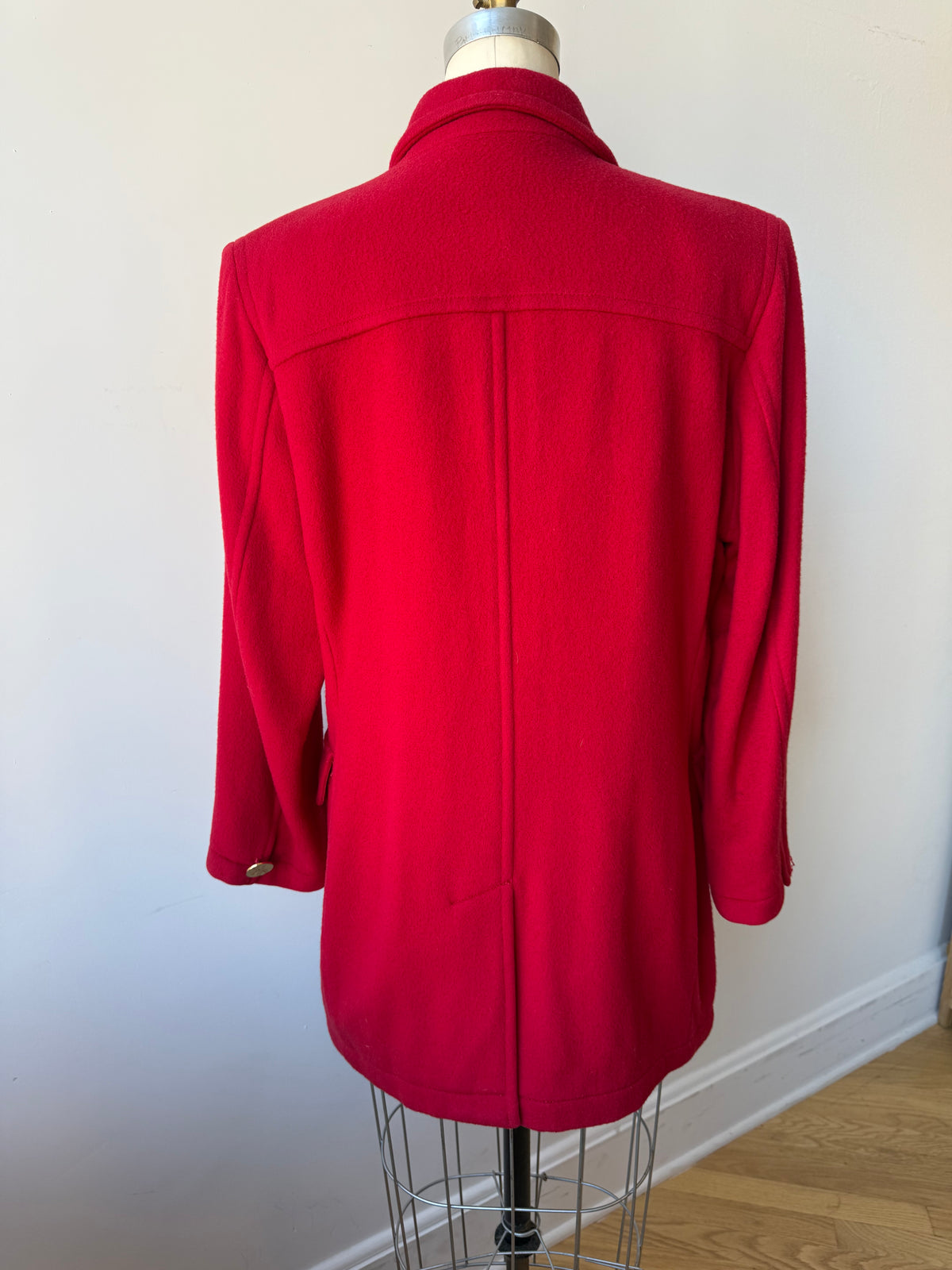 80s/90s Yves Saint Laurent Red Wool & Cashmere Peacoat