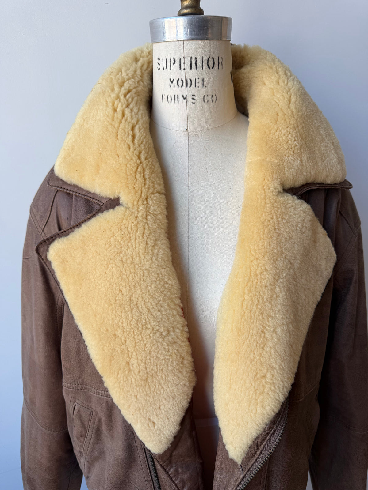 80s Distressed Leather Aviator Bomber Jacket