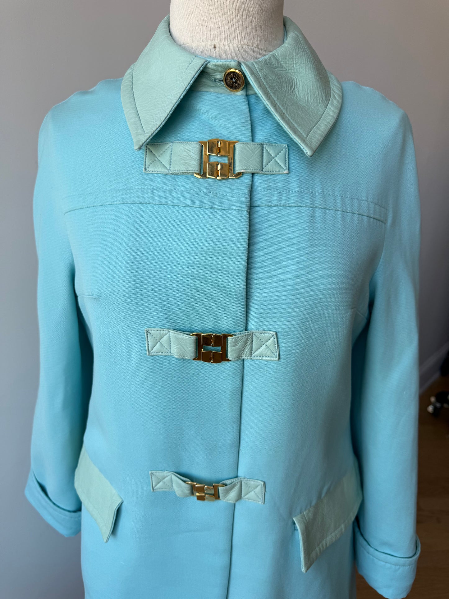 Vintage 1960s French Baby Blue Coat, Mod Era