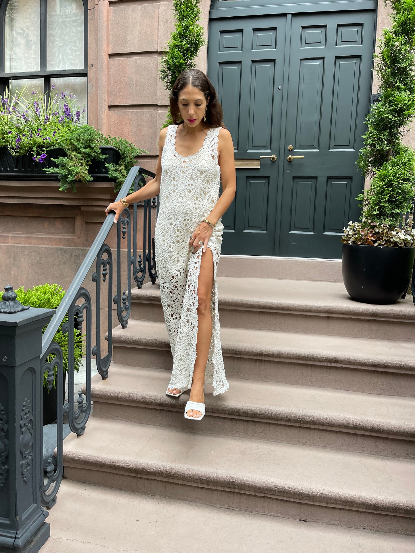 Ivory Up-cycled Crochet Maxi Dress