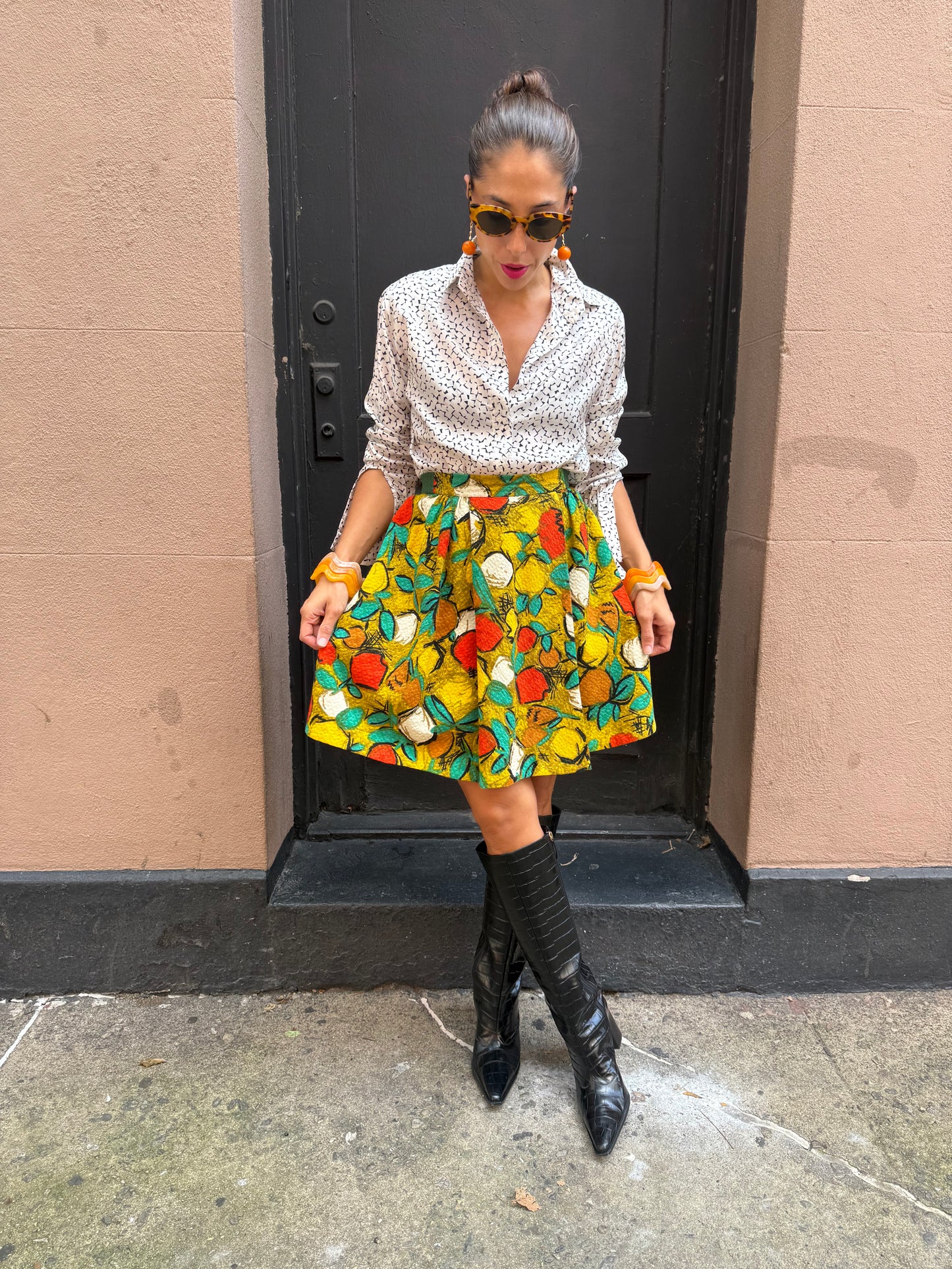60s French Fruit Print Mini Skirt