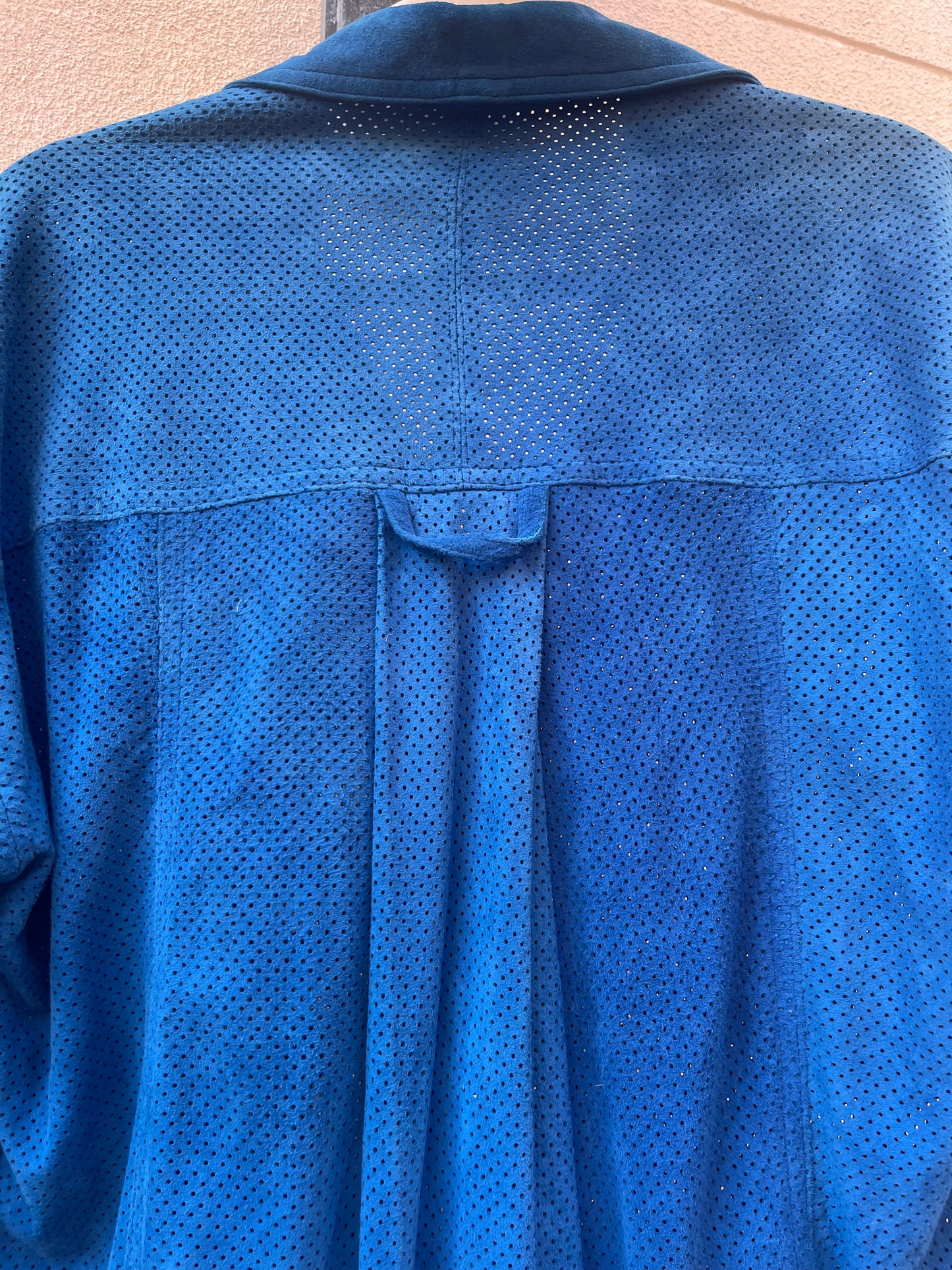 Vintage Royal Blue Perforated Suede Shirt