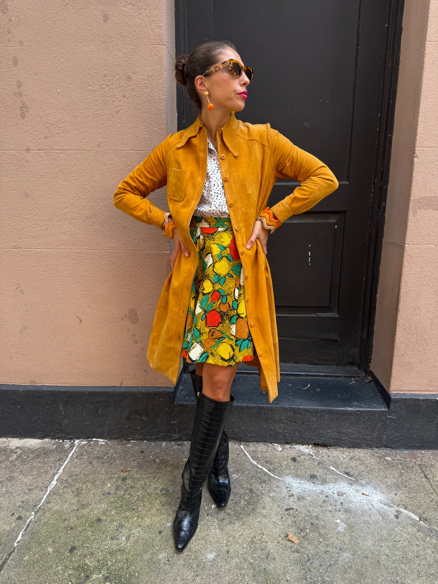 60s French Fruit Print Mini Skirt