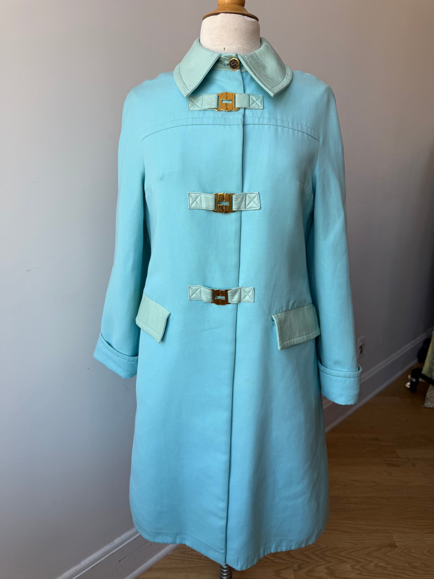 Vintage 1960s French Baby Blue Coat, Mod Era