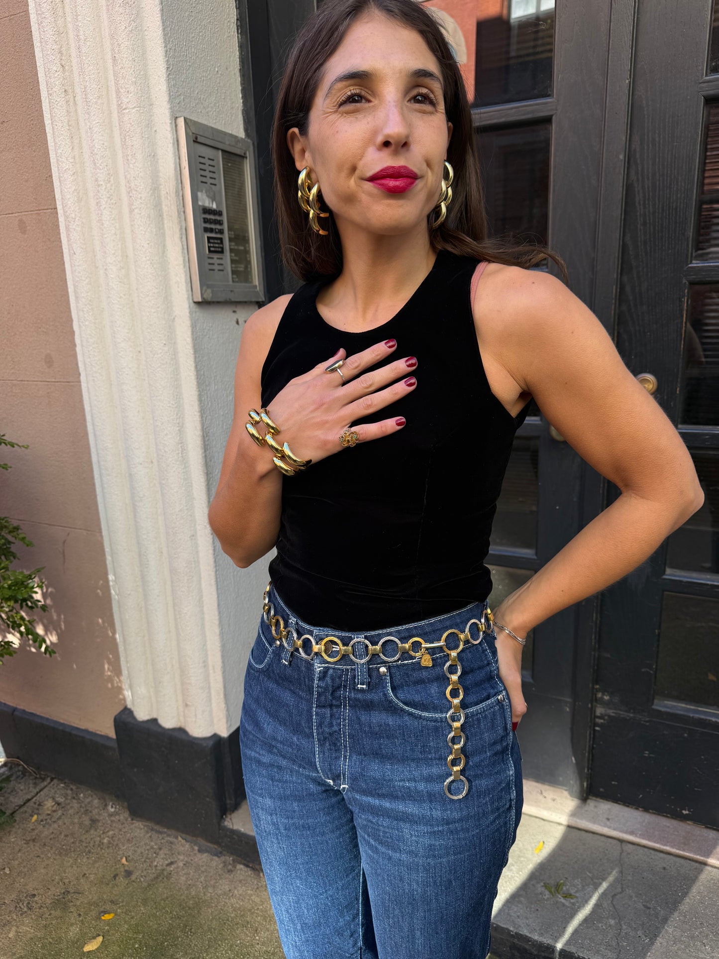 70s/80s gold & silver mixed metal chain belt