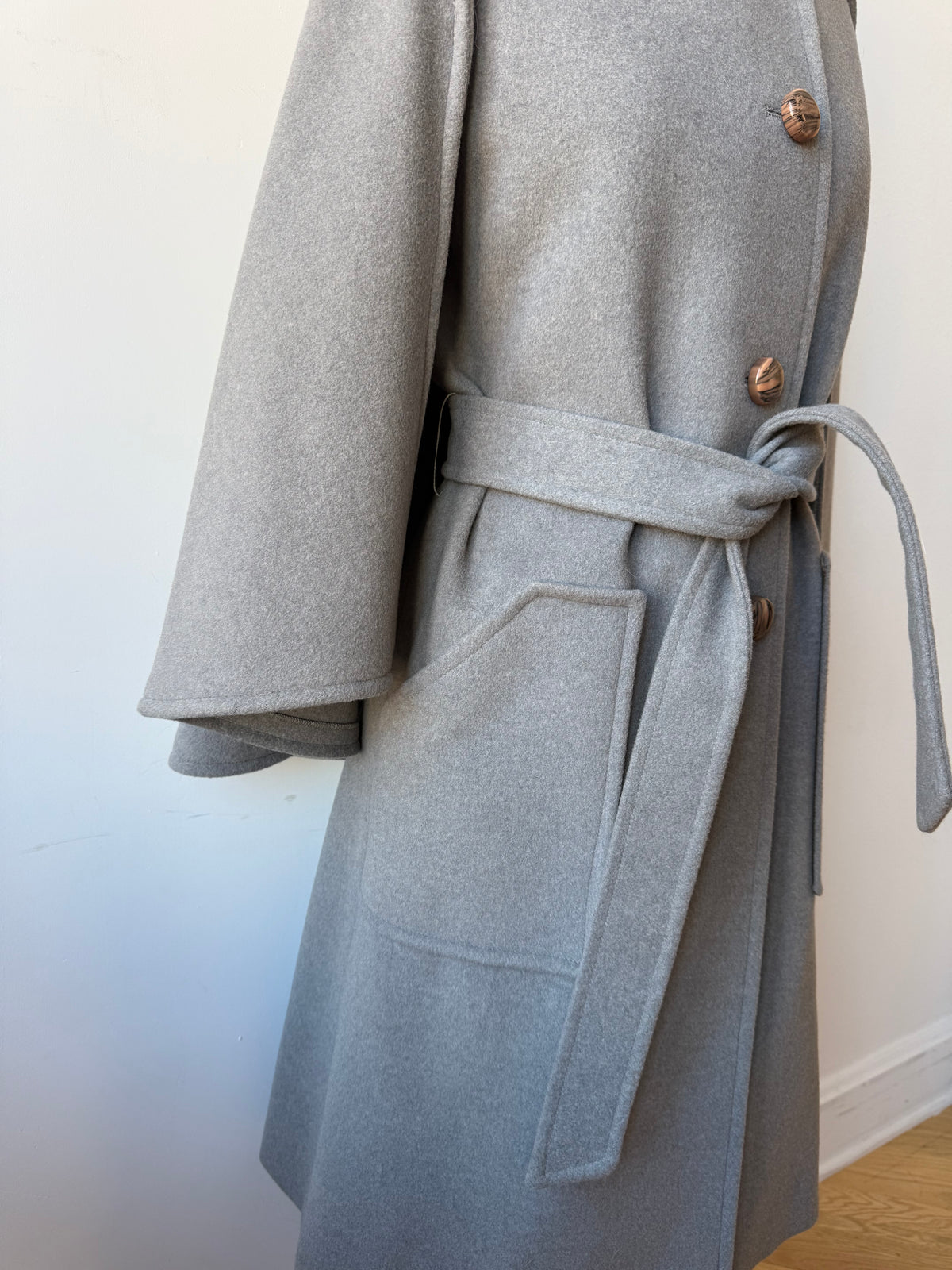 1960s Grey Boil Wool Capelet Coat