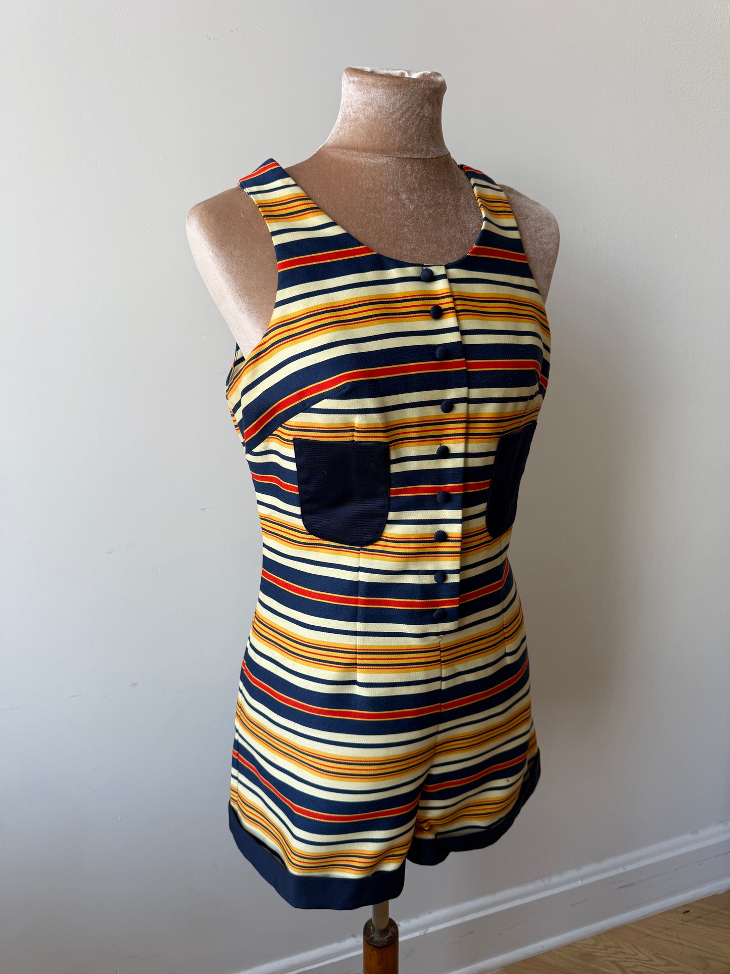 60s Ladybug Striped Romper