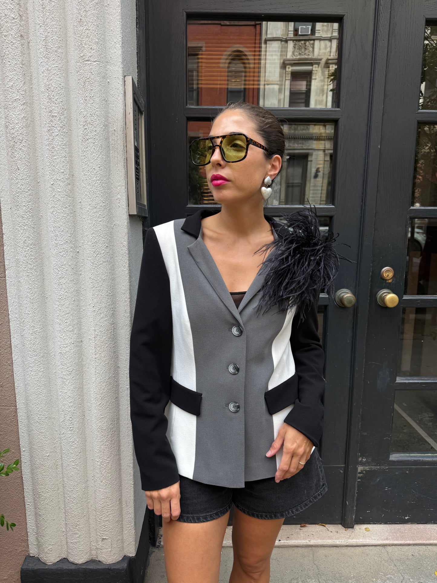 Vintage Two-Toned Puffy Heart Clip On Earrings