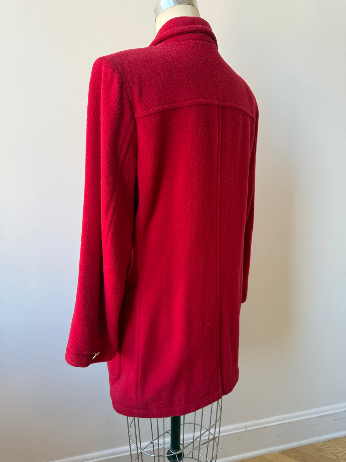 80s/90s Yves Saint Laurent Red Wool & Cashmere Peacoat