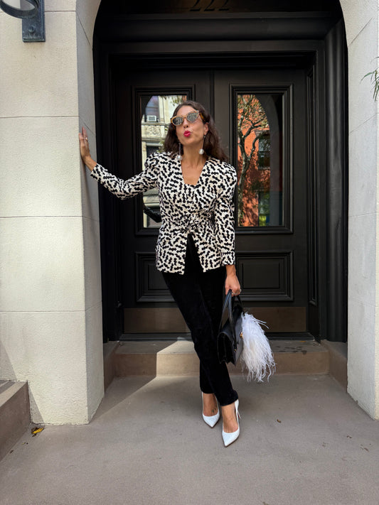 80s Silk Geometric Print Jacket by A.J. Bari