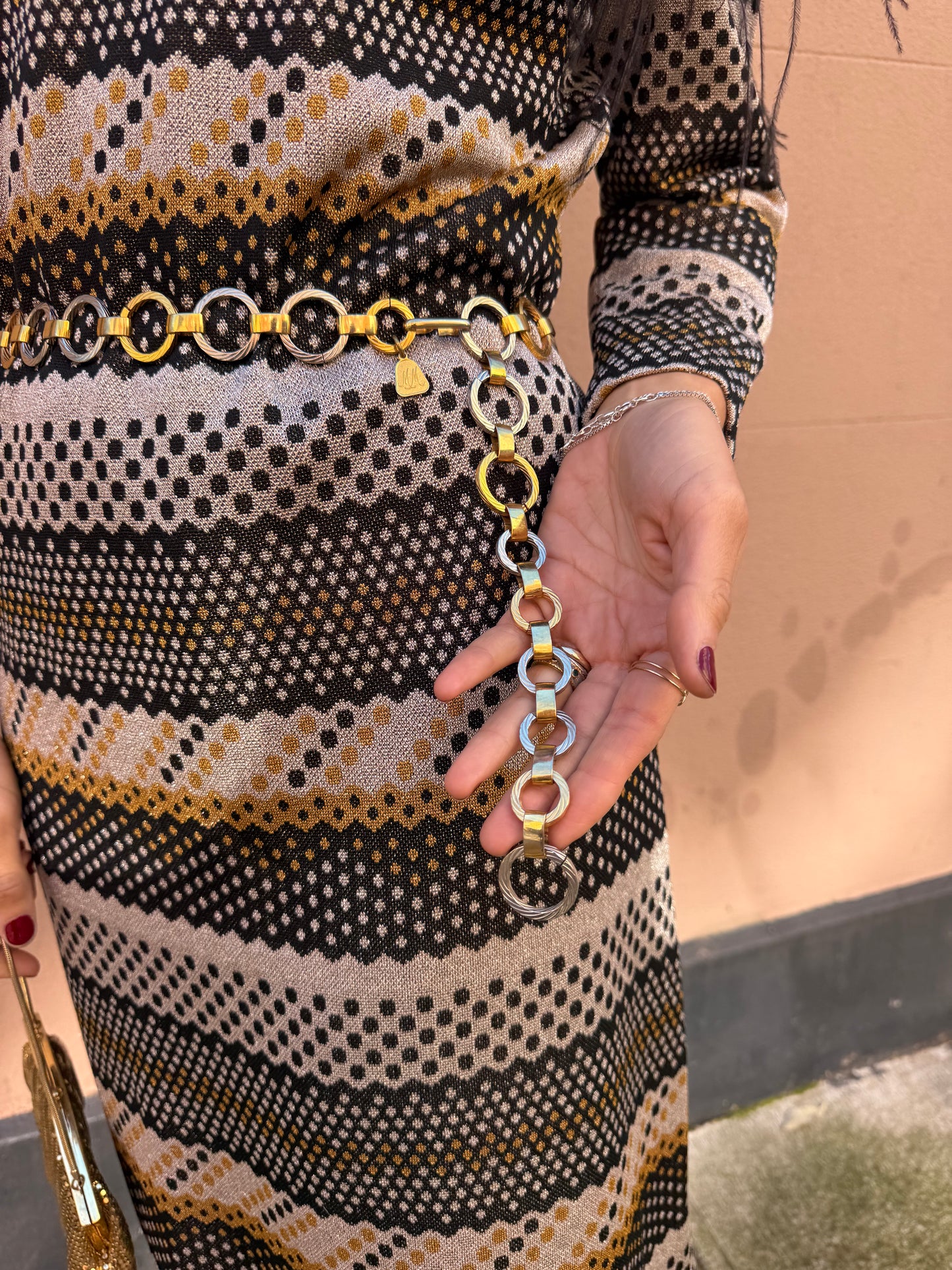 70s/80s gold & silver mixed metal chain belt