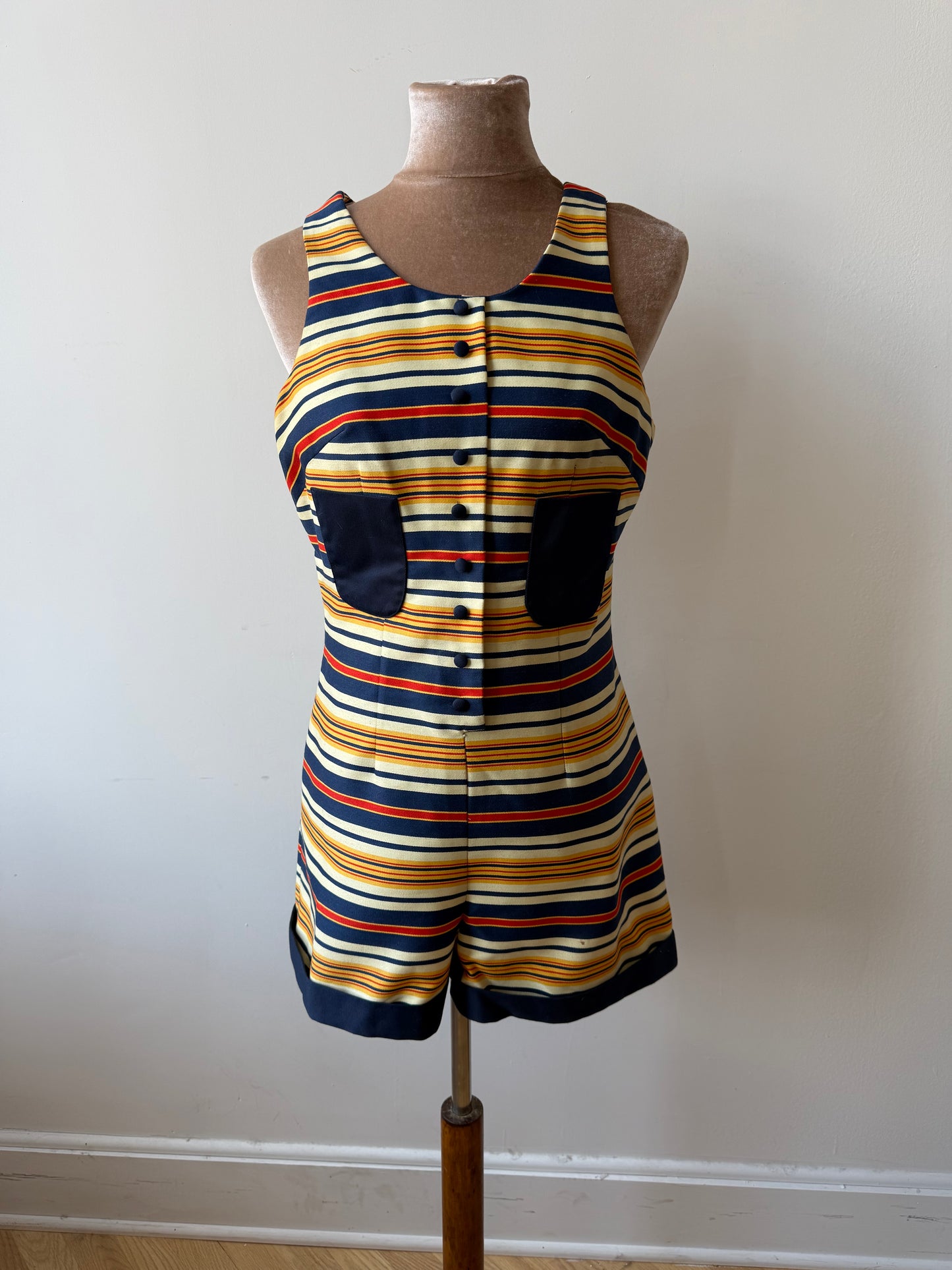 60s Ladybug Striped Romper