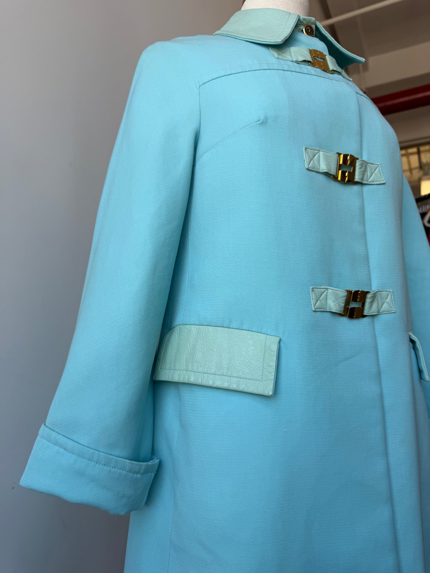 Vintage 1960s French Baby Blue Coat, Mod Era