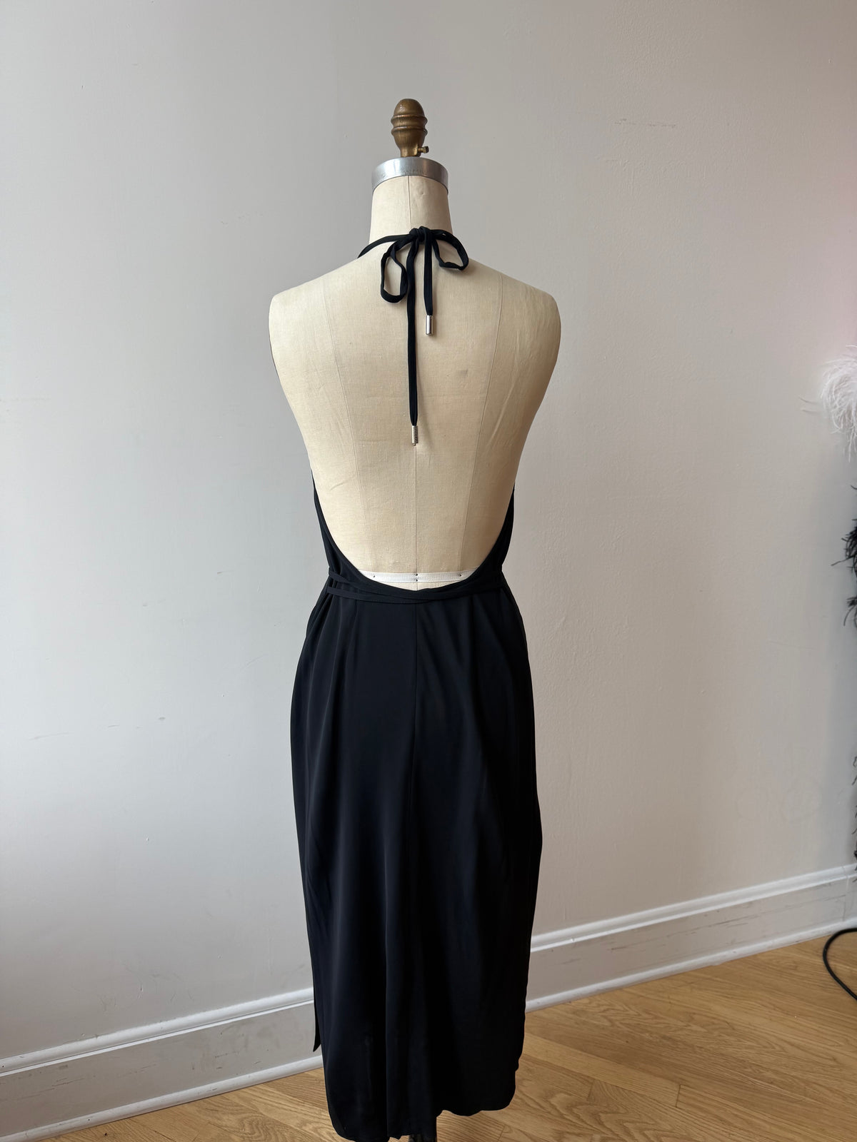 90s Gianfranco Ferre Black Halter Dress