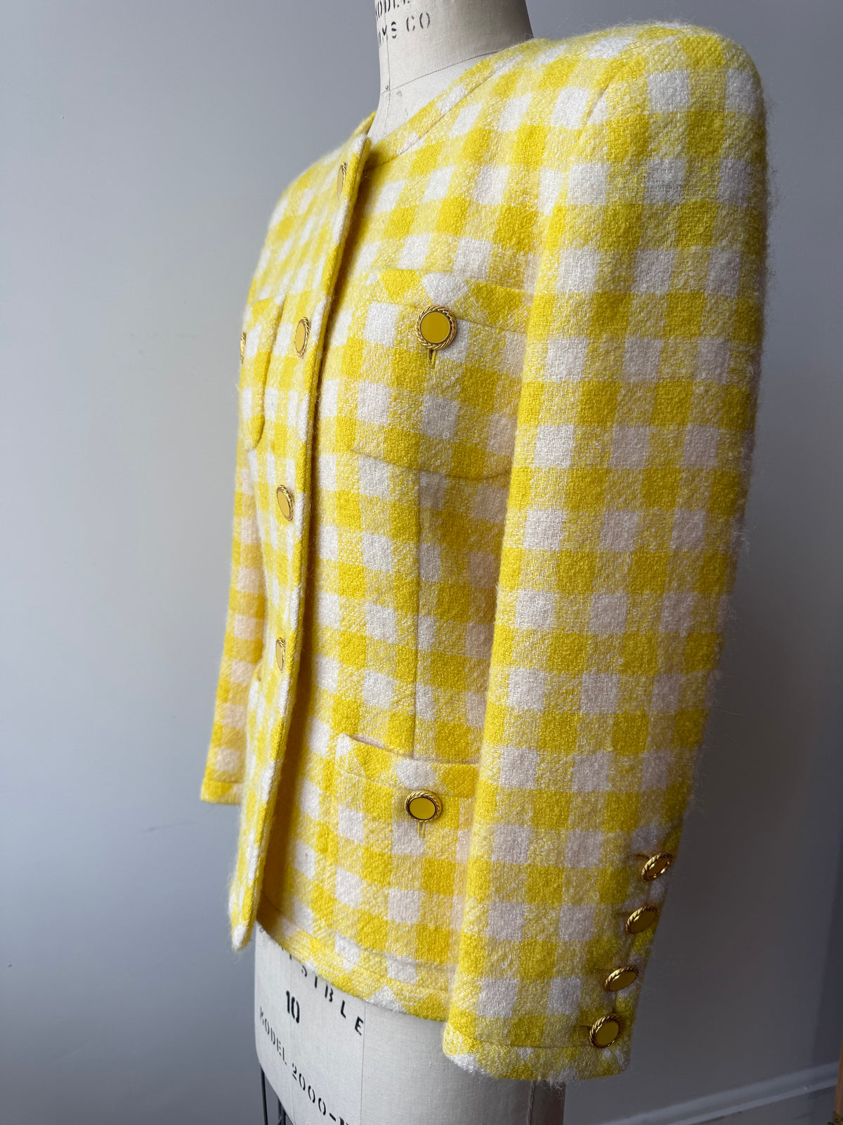 Vintage Escada Yellow check wool blazer