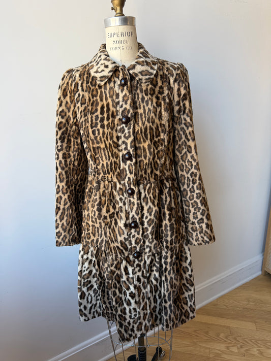 90s/ Y2K Leopard Faux Fur coat