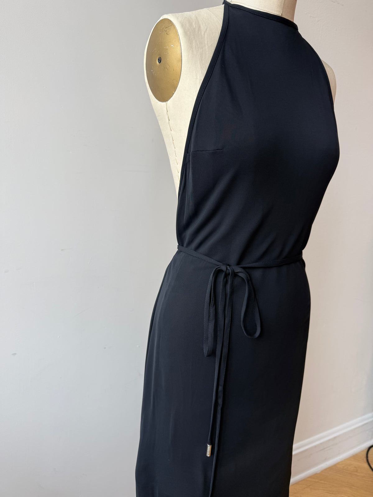 90s Gianfranco Ferre Black Halter Dress