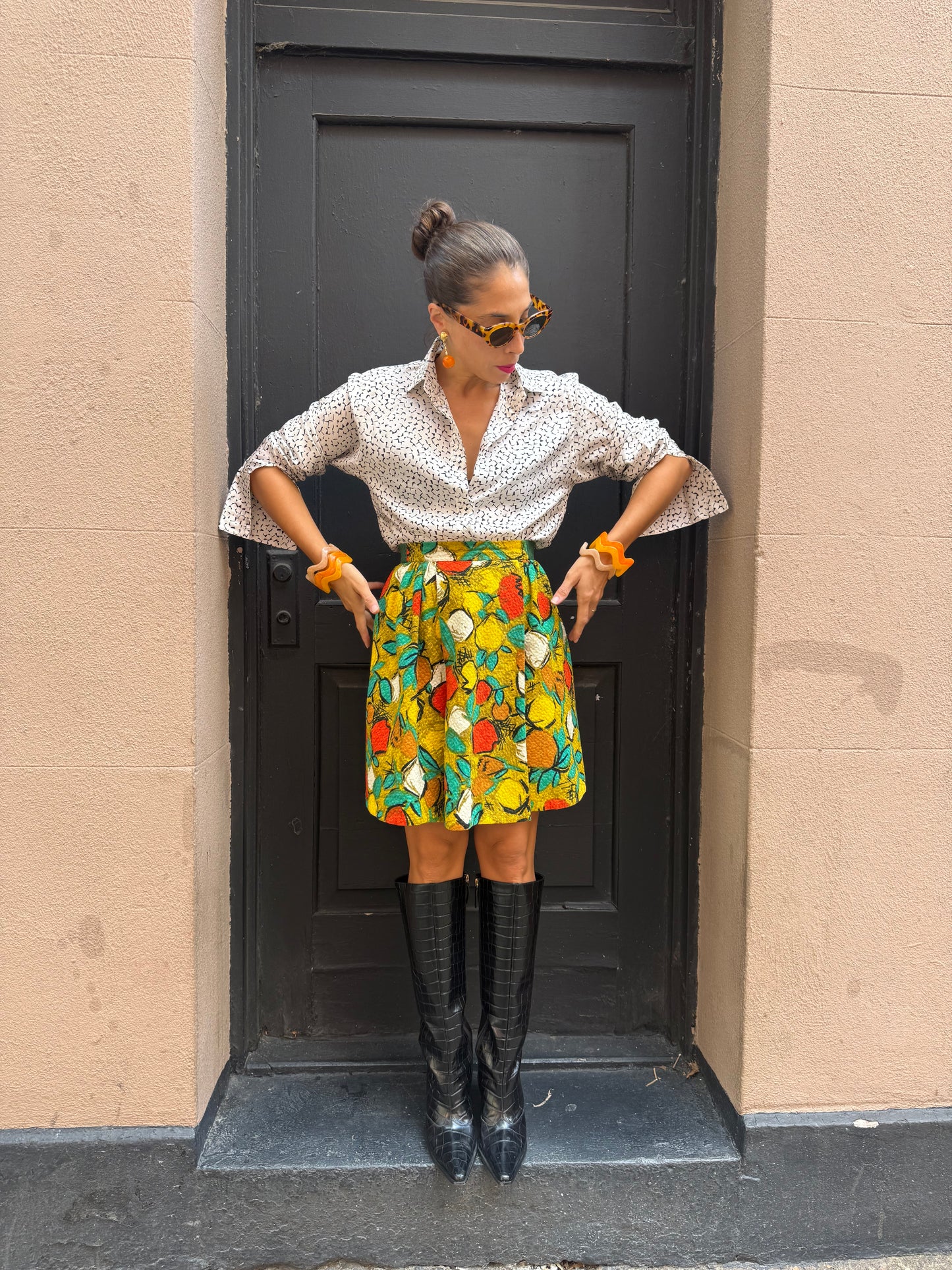 60s French Fruit Print Mini Skirt