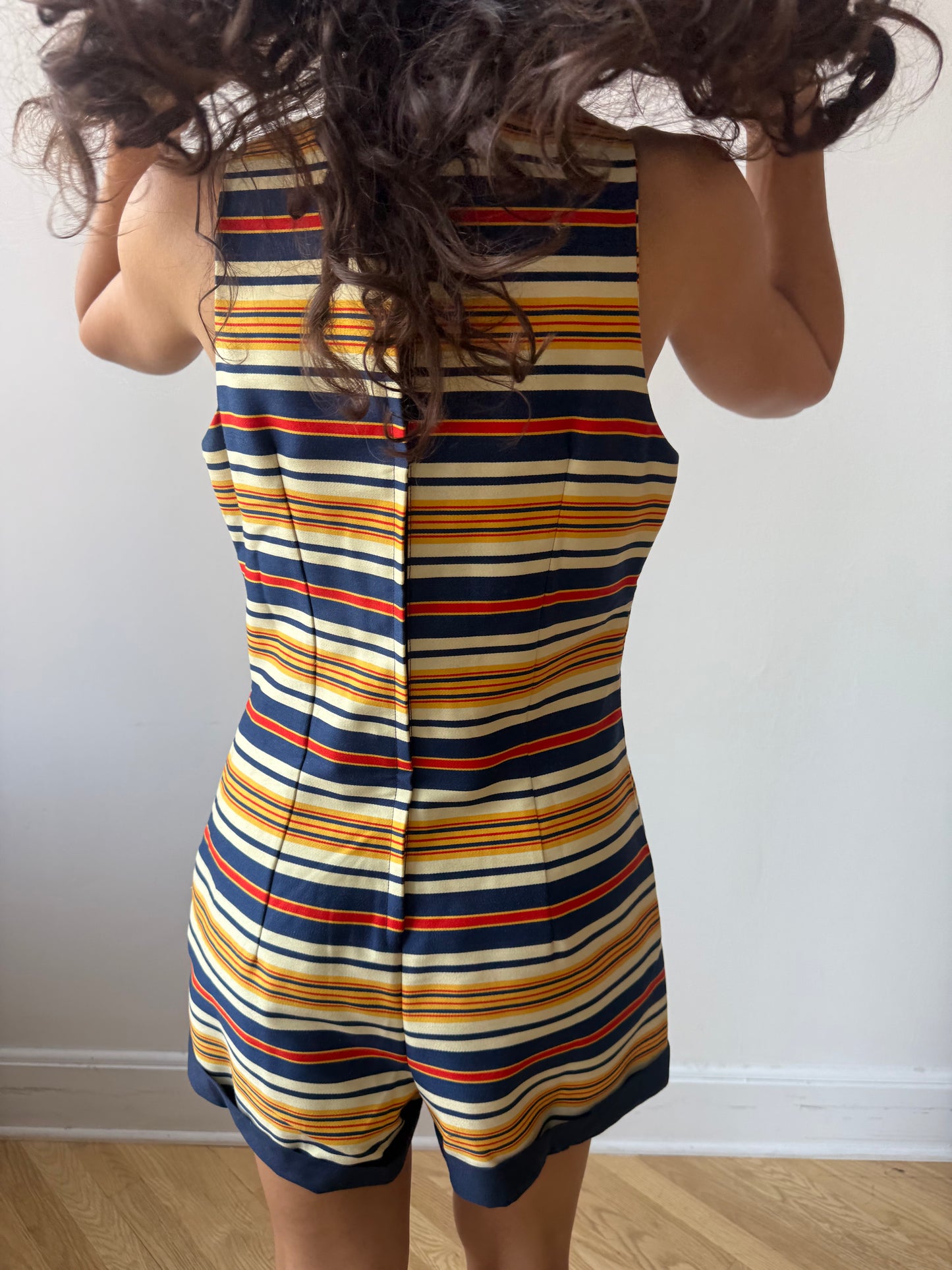60s Ladybug Striped Romper