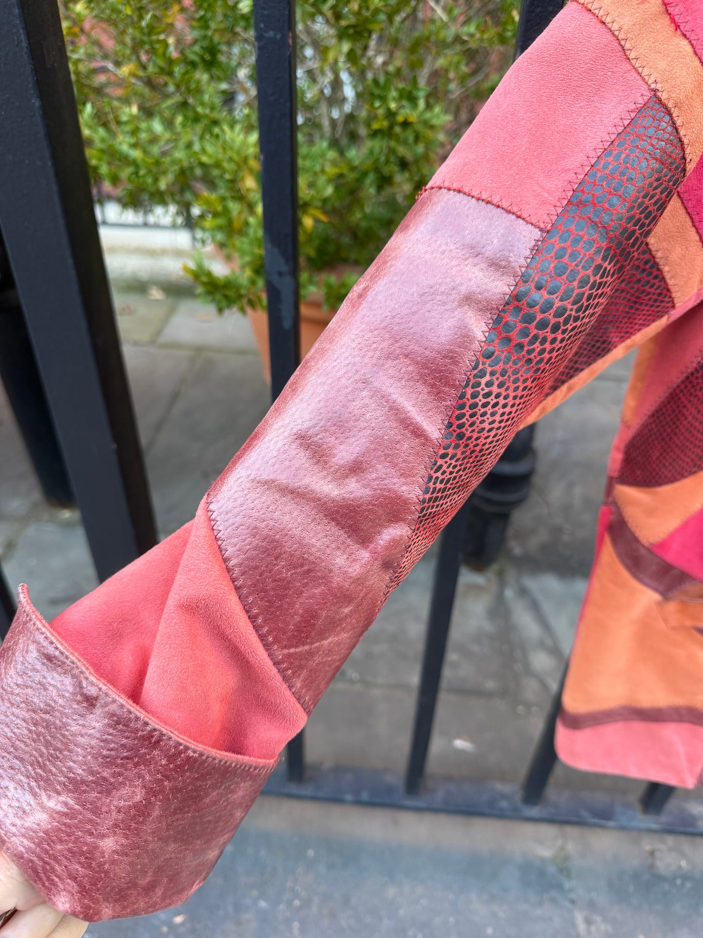 70s Red Patchwork Leather Jacket