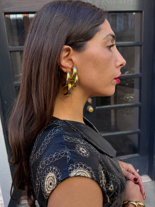 80s gold tone chain link earrings